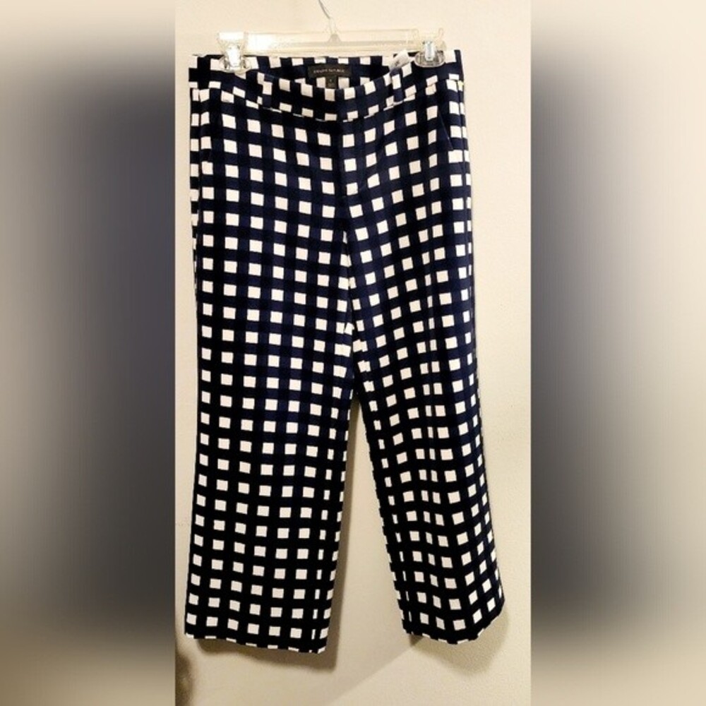 Banana Republic Navy Gingham Ankle Pants Women's 0